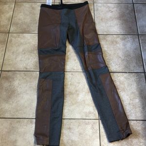 BCBG Brown Leather Patched Gray Legging
